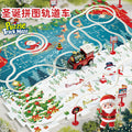 Diy children's educational track car set - multiple scene city map building electric puzzle track car