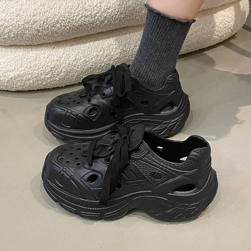 Women's clogs: 2025 new summer styles - breathable, versatile, chunky platform, height-boosting, dad shoes, sandals for women's outdoor wear