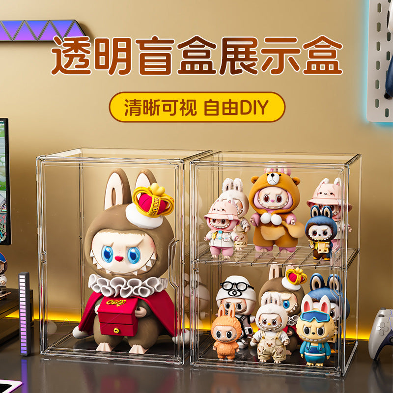 Figure blind box storage display box labubu POP MART storage box transparent dust model toy display box