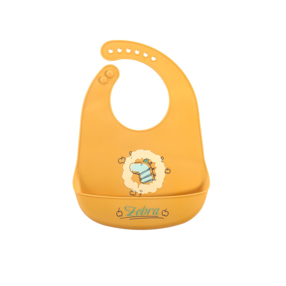 Cross-border popular baby bib ins baby saliva rice pocket leave-in summer children's silicone bib tableware set