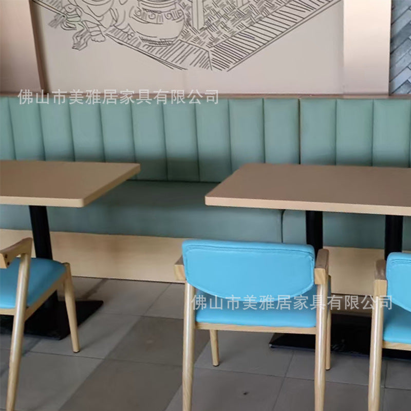Customized canteen restaurant tables and chairs School unit commercial tables and chairs Catering restaurant noodle restaurant fast food solid wood tables and chairs combination