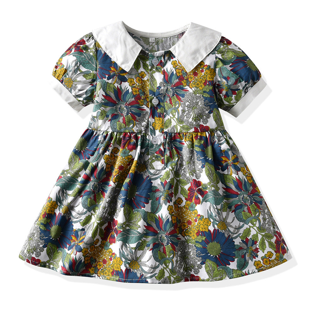 European and american style boys' outfit set: short-sleeve printed shirt, overalls, bow tie - beach-themed cross-border children's wear wholesale