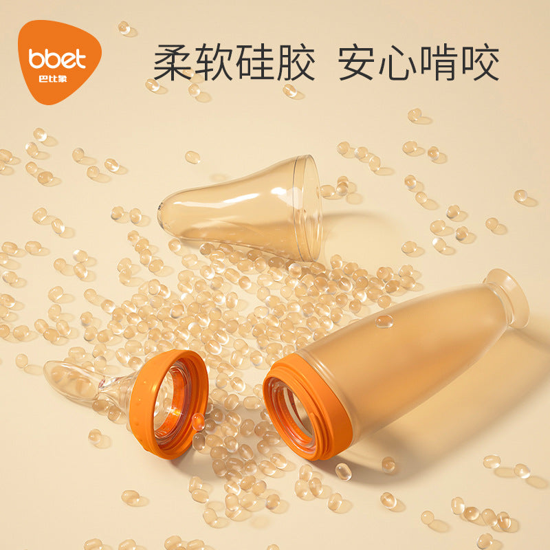 Baby food feeding spoon, silicone spoon, newborn rice cereal spoon, bottle-feeding soft squeeze spoon, baby feeding supplement tool