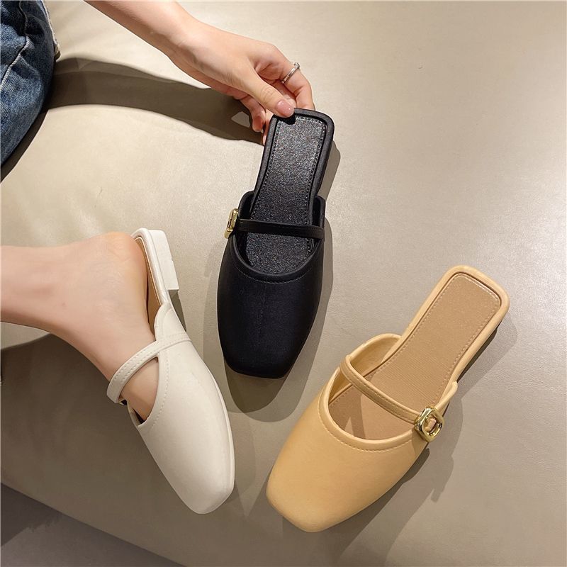 2025 new flat slippers - slip-on, closed-toe, summer, non-slip, fashionable, versatile, lazy mules - wholesale