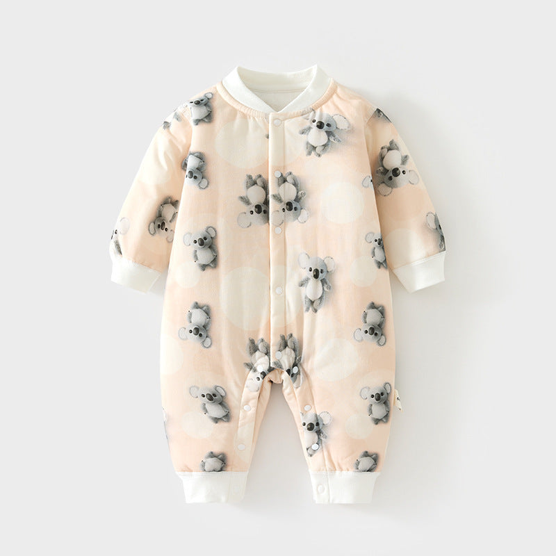 Babibele baby cotton-padded romper, quilted autumn/winter bodysuit, seamless onesie, lightweight cotton, thickened, snap-crotch crawling suit for infants and toddlers