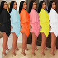 C7432 cross-border   fashion women's fashion casual pleated solid color jumpsuit shorts new