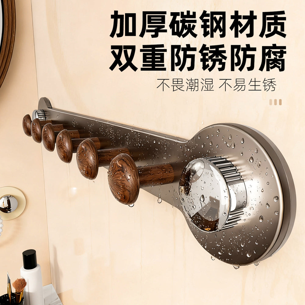 Behind-the-door suction cup hanger, bedroom suction cup hook, high-end retro wood grain strong double suction cup door organizer
