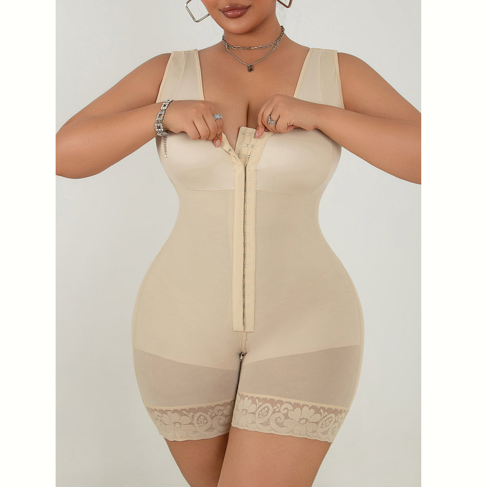 new arrival cross-border body shaping jumpsuit body shaping three-breasted zipper tummy control corset 260g hard mesh
