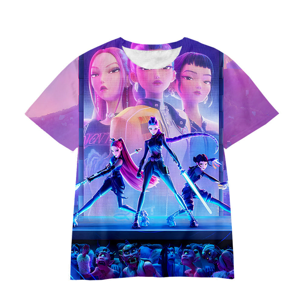 Witcher boy group 3d digital printing cross-border overseas casual loosefashion t-shirt k-pop girls t-shirt