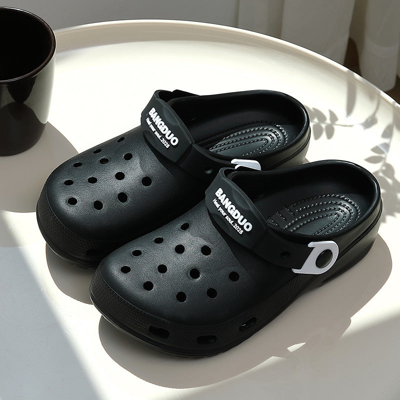 女鞋洞洞鞋女士夏季外穿大童学生防滑软底花园沙滩包头踩屎感凉鞋