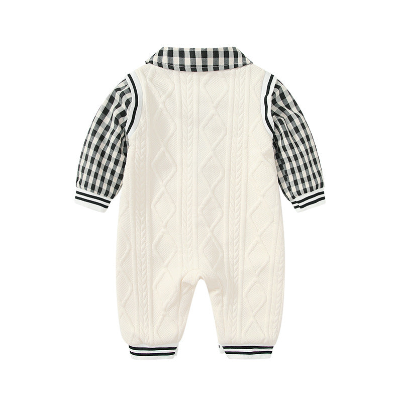 Baby autumn clothes preppy style gentleman baby romper long sleeve infant spring outfit bodysuit korean style newborn