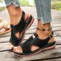 Export cross-border plus size women's shoes thick sole women's  new arrival plaid open toe sandals cut outcasual plus size sandals