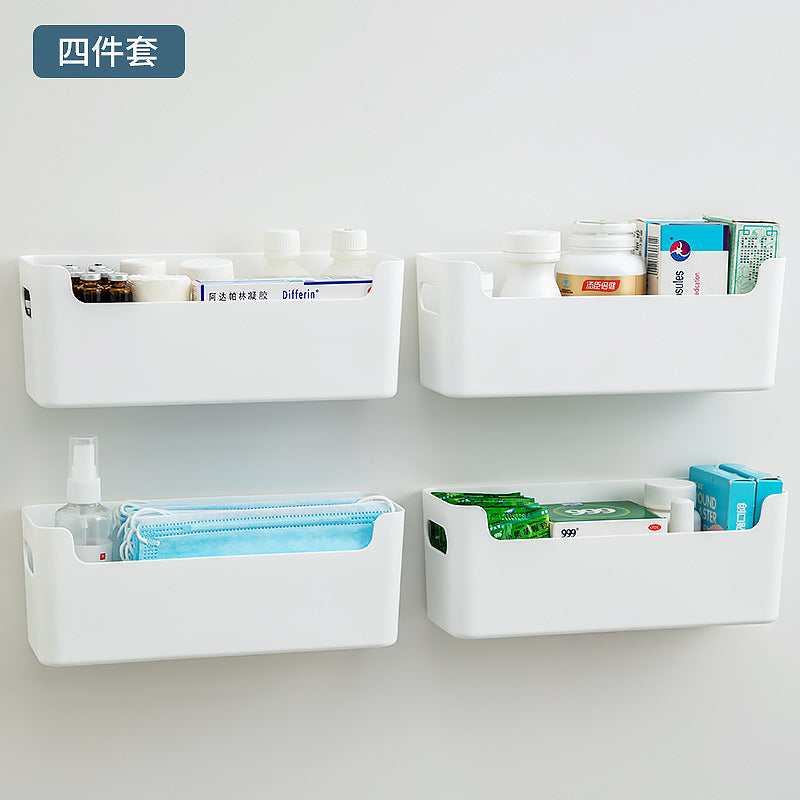 Desktop entrance mask drug storage box plastic transparent multi-functional medicine box portable classification wall-mounted storage box