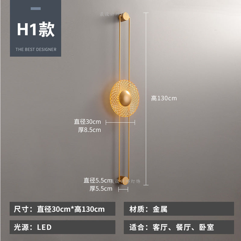 Modern minimalist wall sconce, long style, solid brass, for living room backdrop, hallway, aisle, glass ripple bedside, project wall lighting