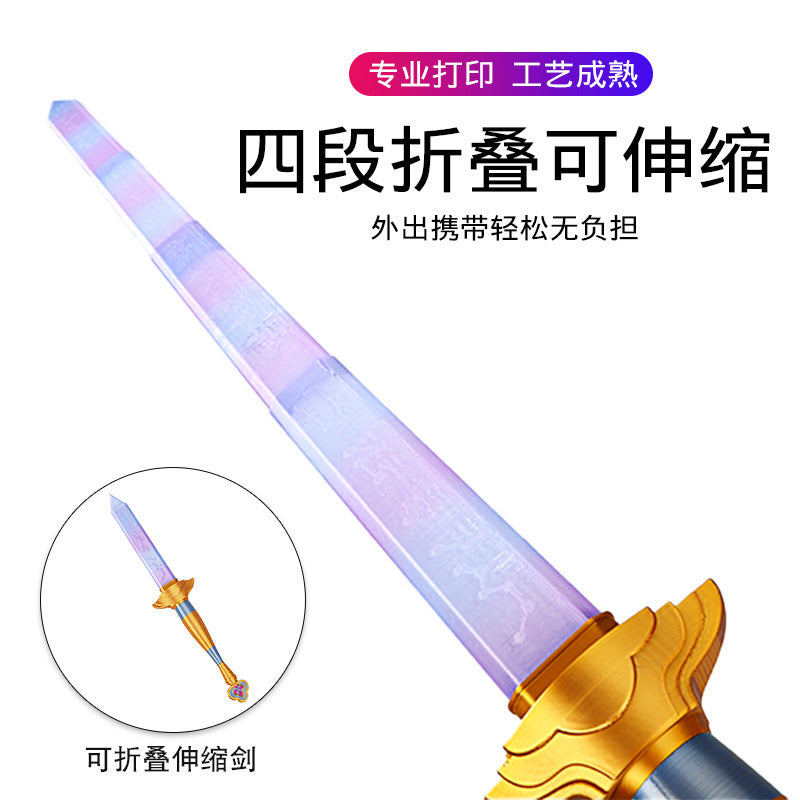 kidsartificial 3d printing foldable telescopic lumicat cos witcher role-playing sword model decompression toy