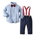 children's clothing, boys' spring and autumn suit, long sleeves, shirt, overalls, gentleman's dress, two-piece set, boys' first birthday dress
