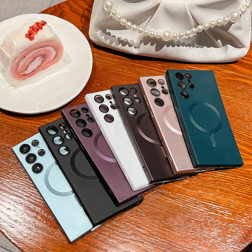 Suitable for samsung s25ultra liquid metal paint magnetic phone case s26 lens film anti-fall simple soft case a57