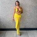 summer new arrivals: trendy and chic open-bust, figure-flattering, tie-up back, suspender strap, mesh, flare leg jumpsuit