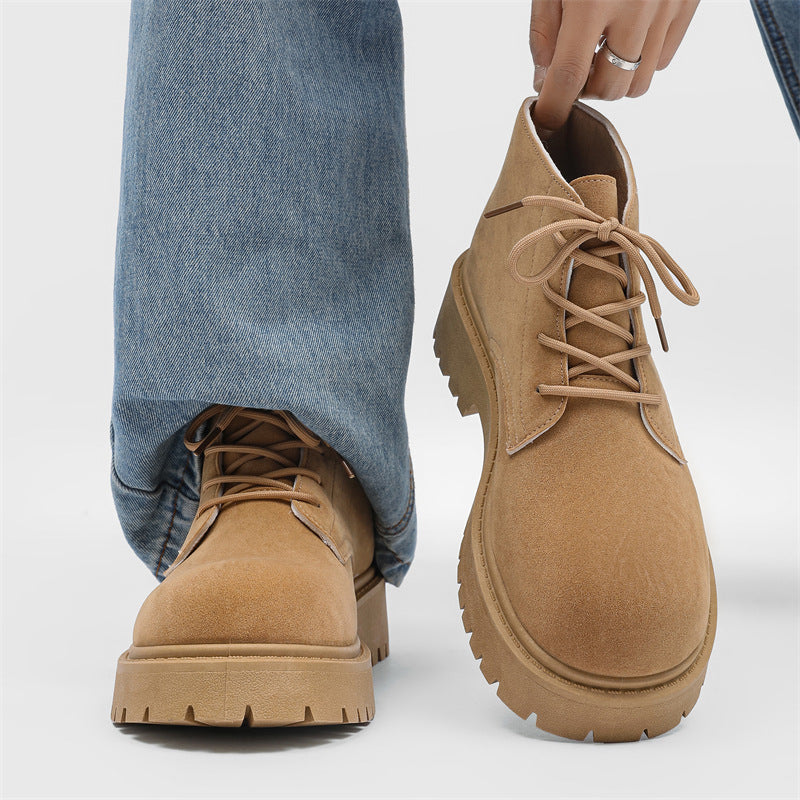 Derby shoes springnew arrivalhigh-top thick sole big toe boots retro suede workwearfashiontrendy rhubarb boots