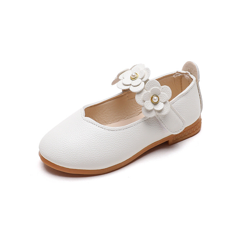 Girls' black leather shoes, children's performance shoes, white student single shoes, etiquette flower girl shoes, school shoes, tendon soft sole