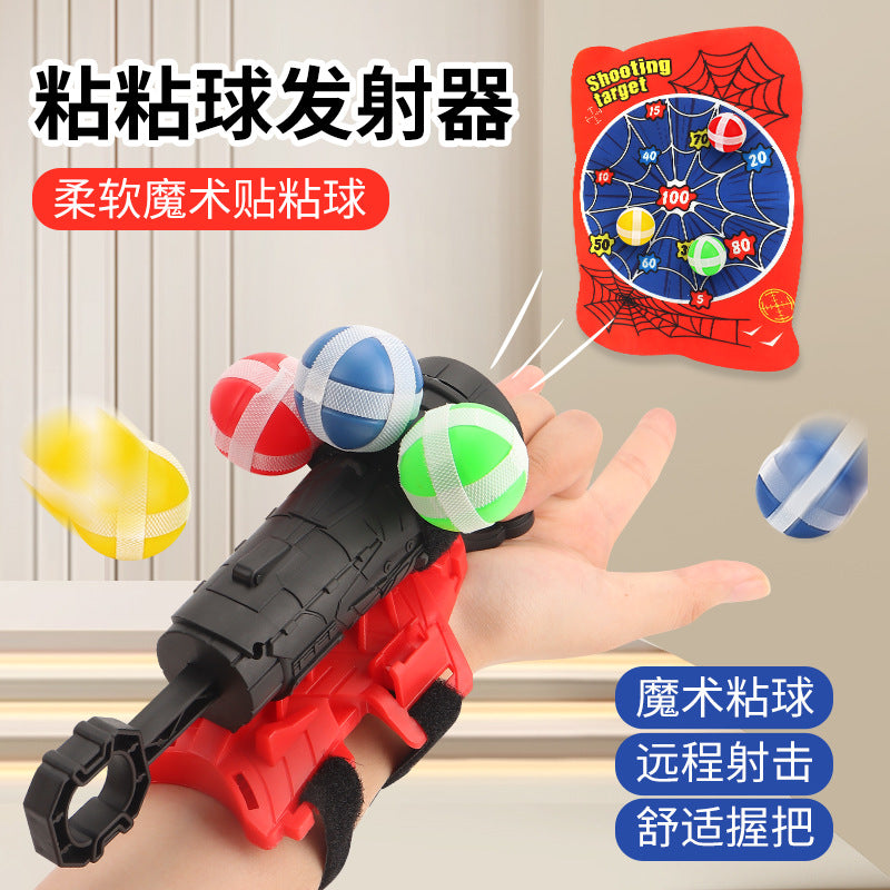 spider launcher sticky ball target ejection ball gun wrist jet indoor dart men kids toys