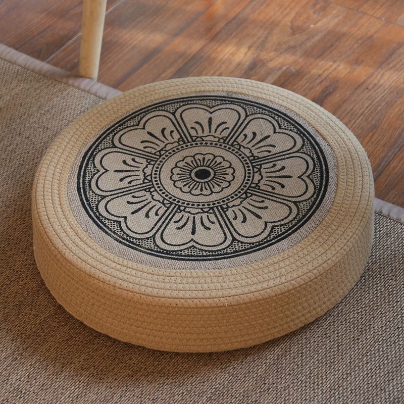 Futon pouf, tatami floor, bay window, retro coffee table, pouf, living room floor cushion, hemp rope meditation stool