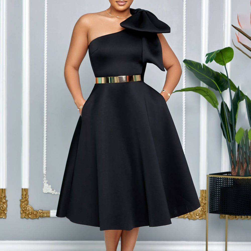 Q119 cross-border   independent station fashion women's solid color sexy dress foreign trade dress