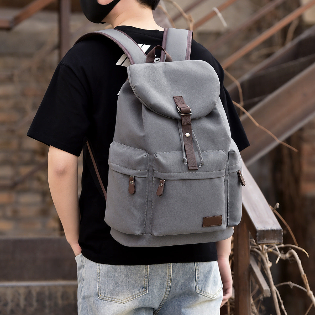 New retro backpack men's large-capacity travel and leisure student computer schoolbag junior high school college student female backpack