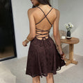 Amazon us & europe women's clothing  summer new arrivals: elegant waist-cinching backless tie-up cami mini dress - wholesale