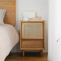 Japanese solid wood bedside table rattan bedroom wabi-sabi storage cabinet casual night light drawer medieval storage sofa side cabinet