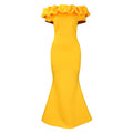 C8519 cross-border  fashion women's summer solid color off-the-shoulder mermaid maxi dress - export evening gown