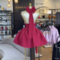 European and american cross-border women's fashion:  spring new arrivals - sexy and elegant halter neck bowknot backless mini dress