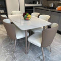 Italian style living room dining table and chair set - minimalist modern rock slab table, bench table, small apartment home rectangular table and chairs