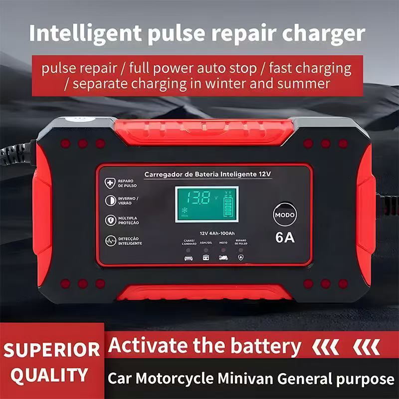 12v6a iron lithium charger 12v charger motorcycle charger 12v6a car battery charger