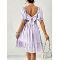 code new arrival  women's elegance casual square neck dress back strap cut out