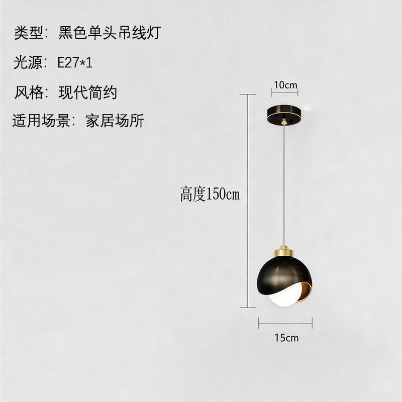 Italian minimalist double-head bedside pendant light, luxury black gold crystal dining room bar hotel project customizable suspension lamp
