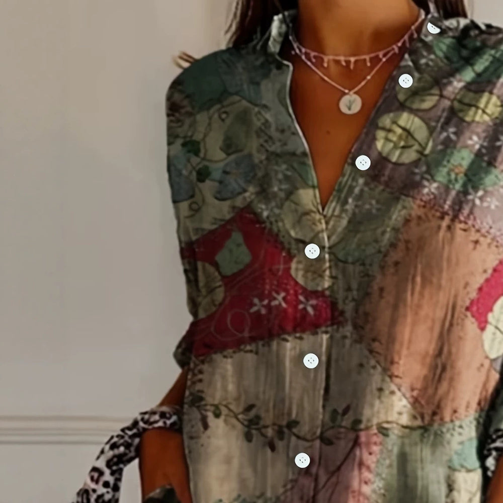 wholesale women's long-sleeved shirts, trendy all-season shirts with popular cross-border print designs, dropshipping available