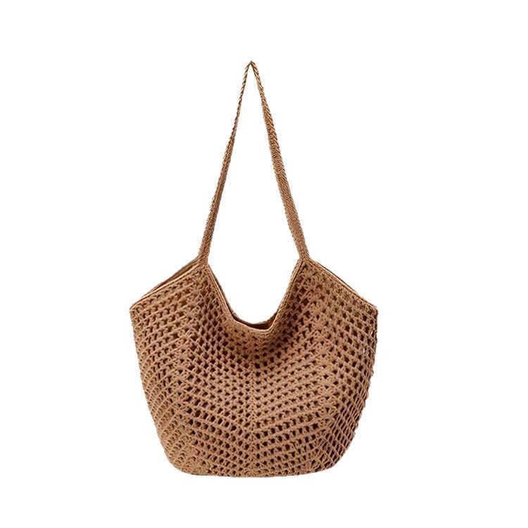 Casual large-capacity cotton thread woven bag new hollow straw bag lazy wind shoulder bag vacation beach bag women's bag