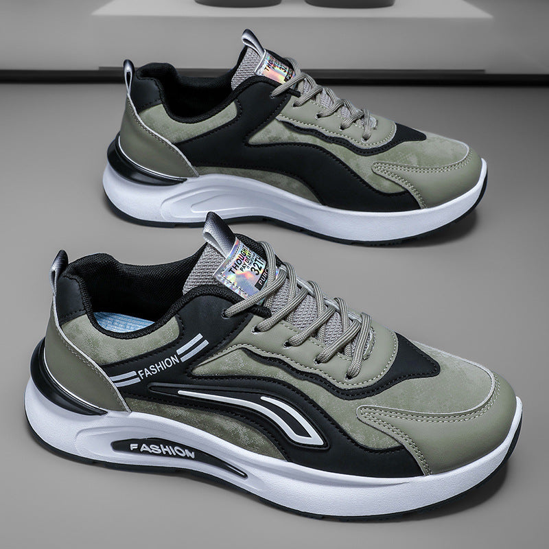 Men's spring casual shoes 2025 new leather running shoes non-slip athletic shoes men's waterproof anti-slip trendy shoes