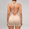 seamless knitting yoga jumpsuit, hip lift, tummy control, high elastic tight all-in-one outdoor sports fitness wear for women