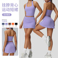 new tennis skirt set women's pocket sportswear two-piece outdoor running tight yoga outfit set