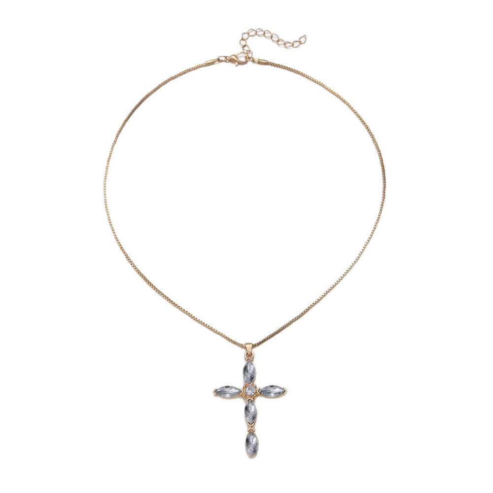 Wholesale cross necklaces: european and american ins style minimalist design, diamond-accented necklace, fashionable and versatile, popular clavicle chain for women