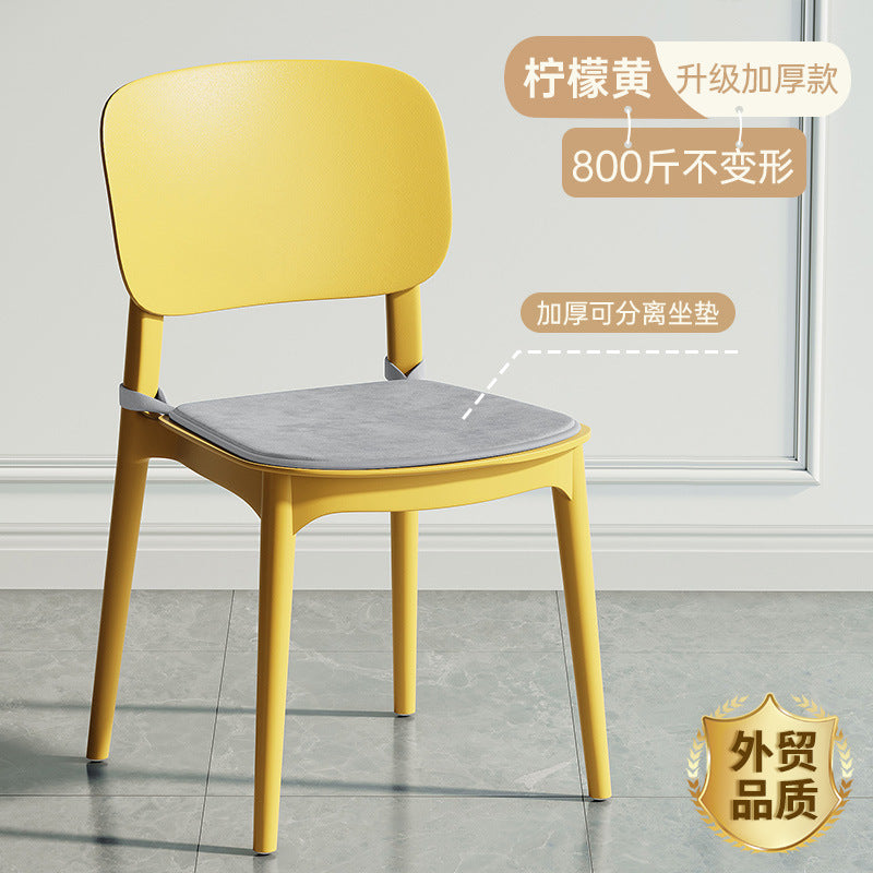 Thickened plastic dining chair modern casual backrest stool for home scandinavian dining table chair long sitting comfortable backrest small chair