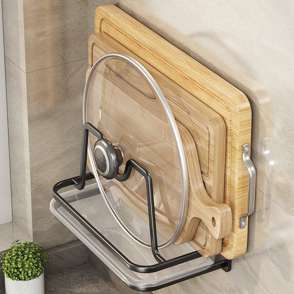 Pot lid shelf wall-mounted non-punching kitchen rack cutting board chopping board cutting board placement rack wall storage artifact