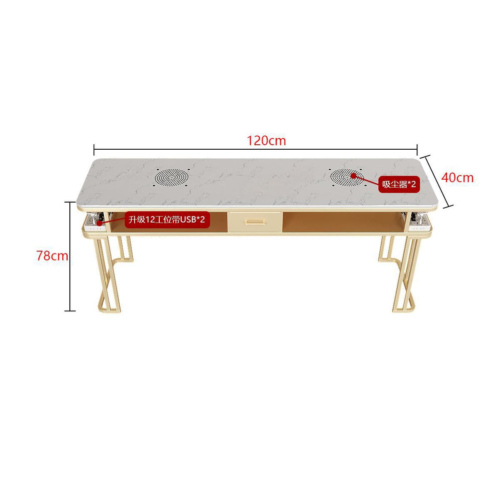 New arrivalpopular nail art table and chair suit single double light luxury vacuum cleaner makeup nail art shop manicure table imitation marble