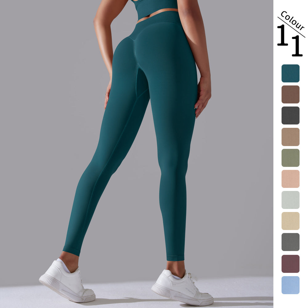 fashion seamless knittingpure colorhigh waist tight peach butt yoga pants sports running fitness nine-point pants