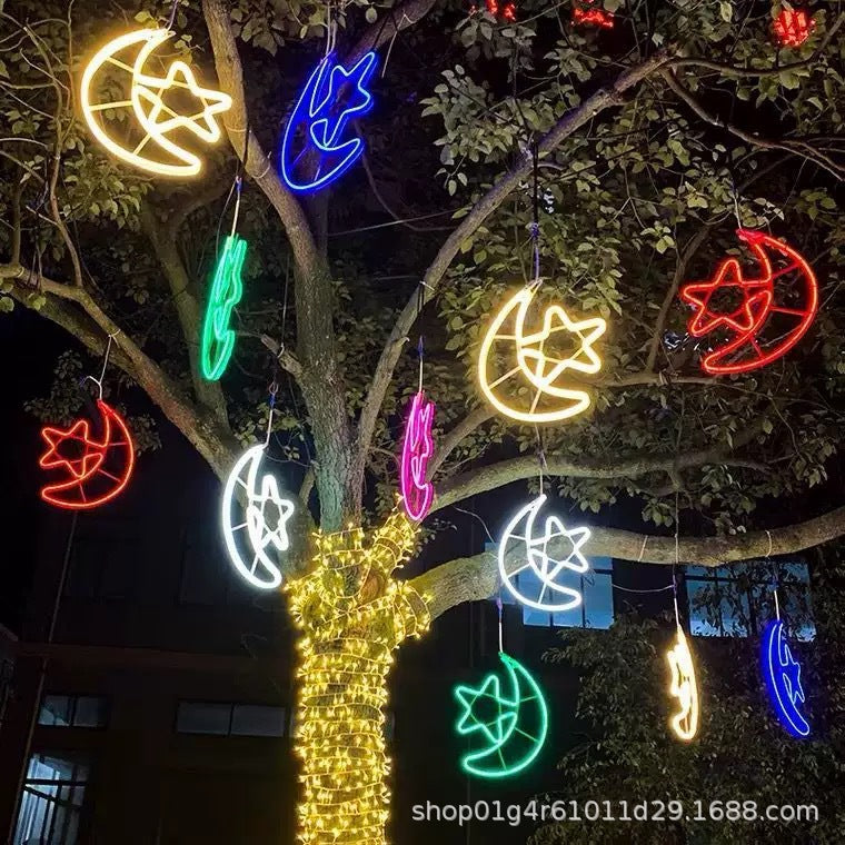 Star Hug Moon Pendant Flexible Light Belt Outdoor Waterproof Engineering Lighting Light Hanging Tree Christmas Day Snowflake Neon Belt