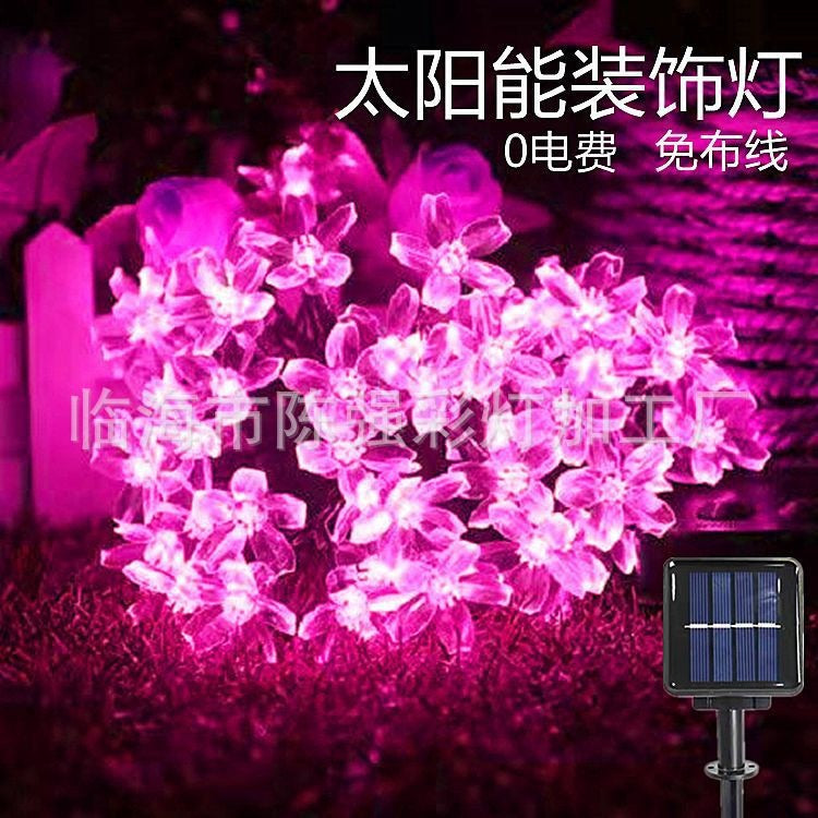 Cross-border solar LED simulation cherry blossom flashing lights, Gypsy garden balcony layout outdoor garden decorative lights