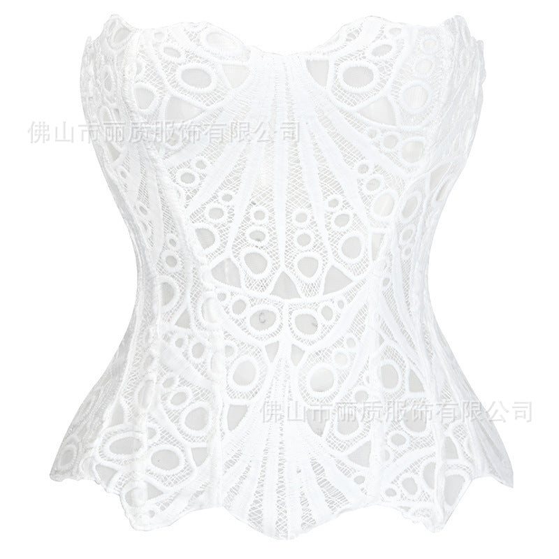 new arrivalasymmetricalcut out palace style fishbone bra body shaping sexy waist outweartube top