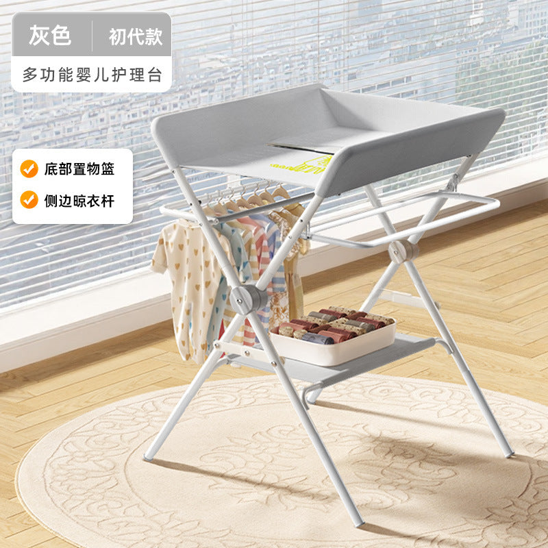 Changing table, baby care station, massage & bathing combo - foldable, portable, multifunctional newborn baby bed with changing and touching surface